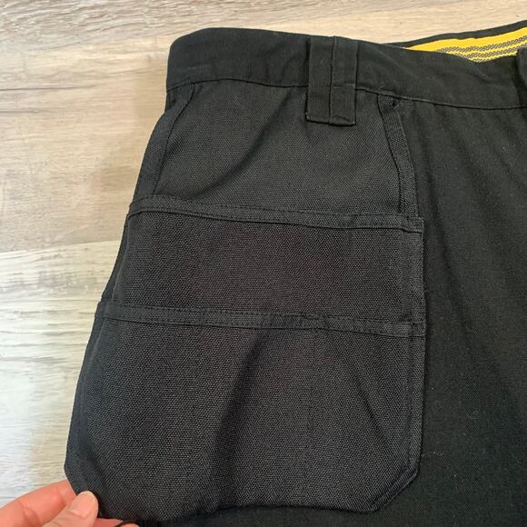 Caterpillar Work Pants Black Utility Cargo Cotton 40x32 Cropped Carpentercore - Picture 7 of 10